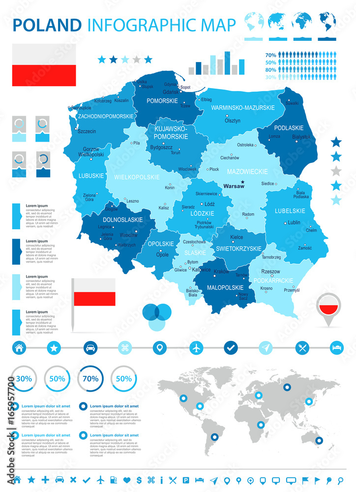 Fototapeta premium Poland - infographic map and flag - illustration