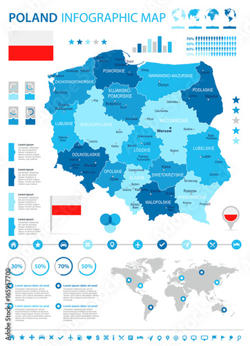 Fototapeta Poland - infographic map and flag - illustration