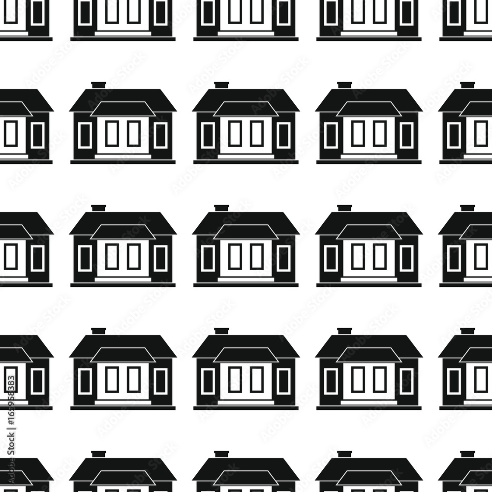 House town seamless pattern vector illustration background. Black silhouette house stylish texture. Repeating house seamless pattern background for architecture design and web