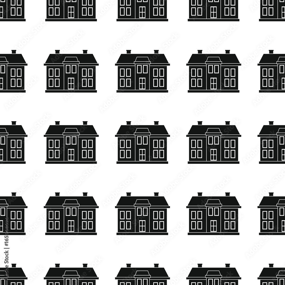 House architecture seamless pattern vector illustration background. Black silhouette house stylish texture. Repeating house seamless pattern background for architecture design and web