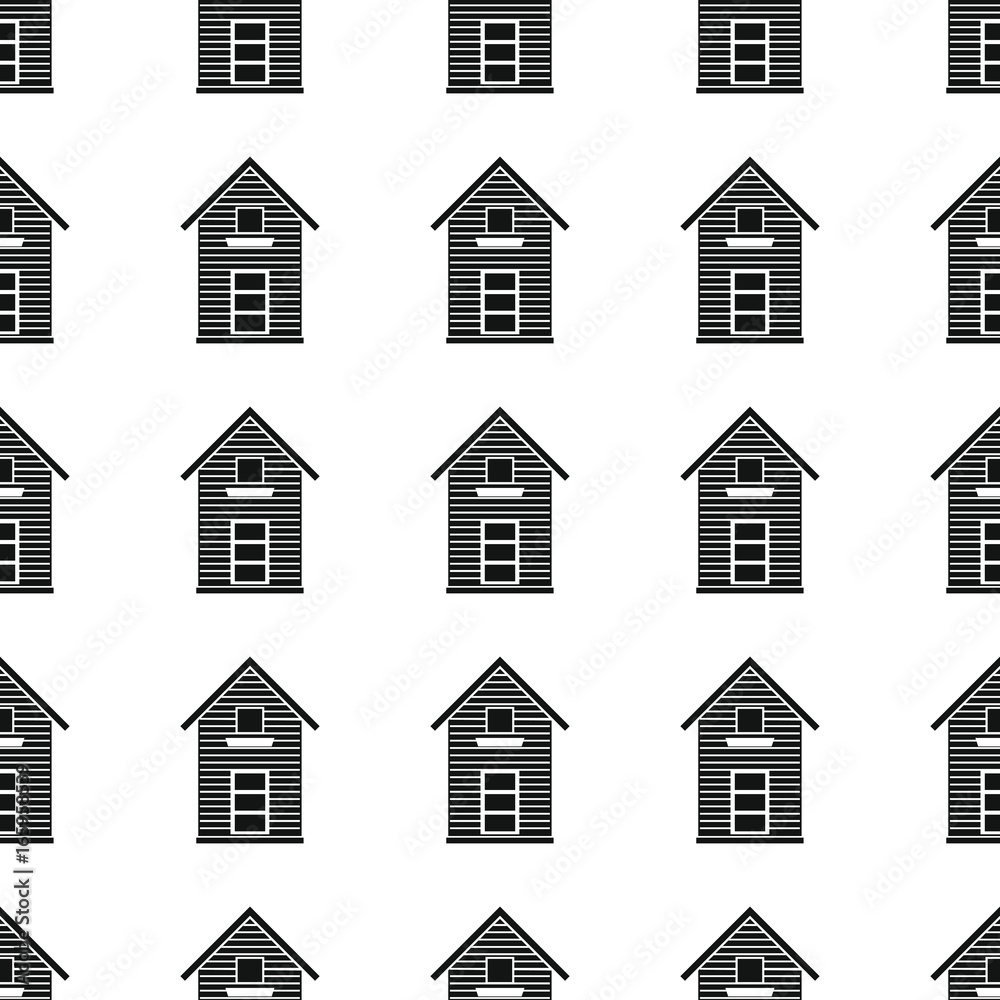 Village seamless pattern vector illustration background. Black silhouette village stylish texture. Repeating village seamless pattern background for architecture design and web