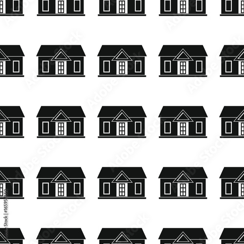 House seamless pattern vector illustration background. Black silhouette house stylish texture. Repeating house seamless pattern background for architecture design and web © keltmd