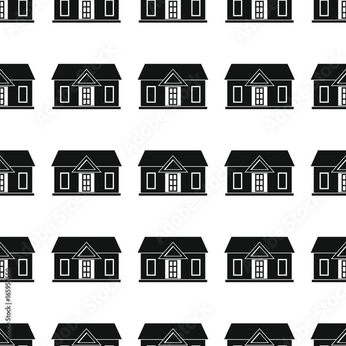 House seamless pattern vector illustration background. Black silhouette house stylish texture. Repeating house seamless pattern background for architecture design and web