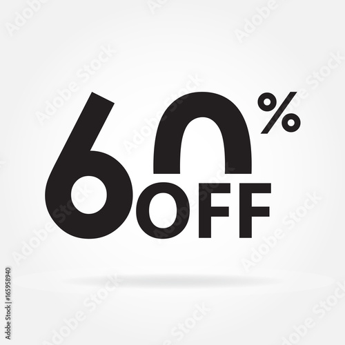60% off. Sale and discount price sign or icon. Sales design template. Shopping and low price symbol. Vector illustration.