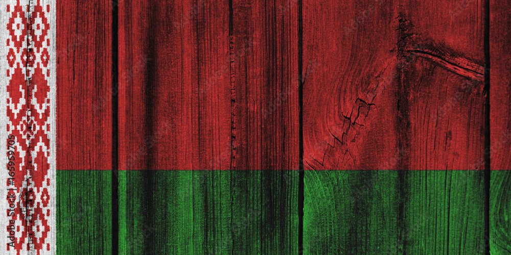 Belarus flag painted on wooden wall for background