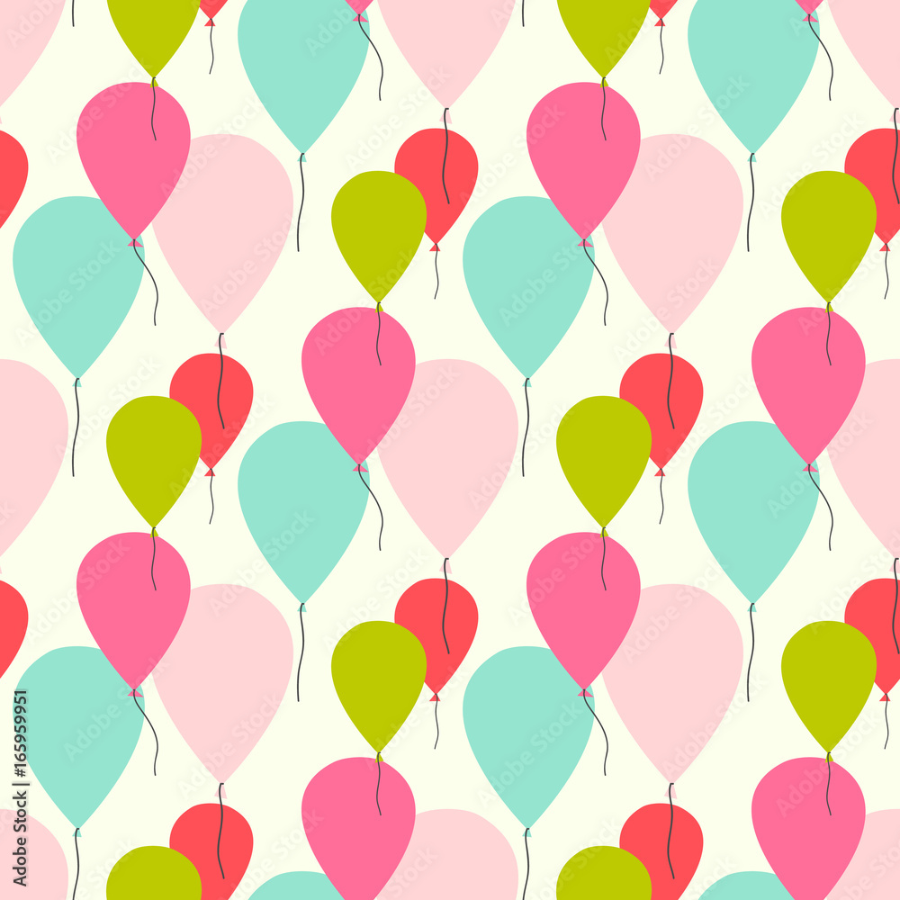 Seamless vector pattern with pastel color balloons.