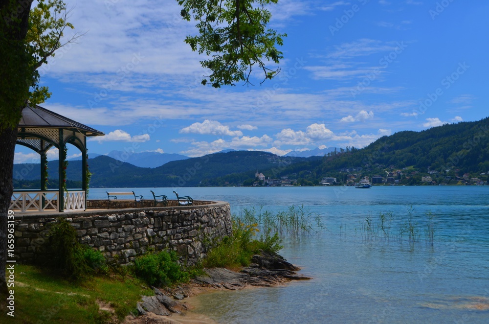 Wörthersee; Blick von Pörtschach nach Maria Wörth
