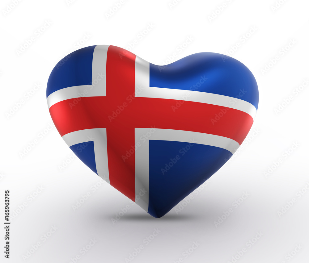 Iceland, Icelandic Flag, Heart (3D Render) Iceland, Icelandic Flag, Heart (3D Render)