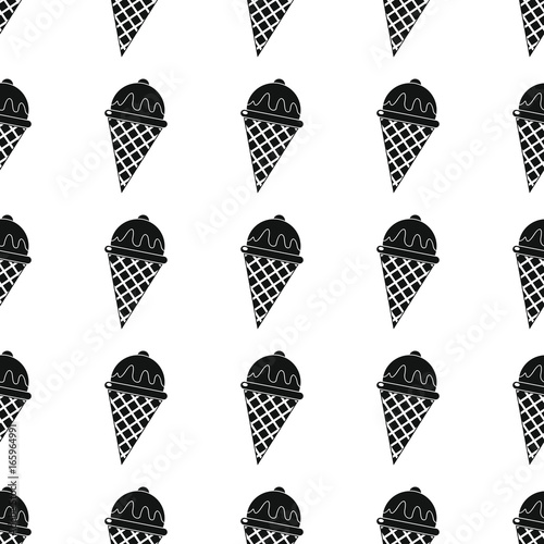 Tasty ice cream in a cup seamless pattern vector illustration background. Black silhouette ice cream stylish texture. Repeating ice cream seamless pattern background for food design and web