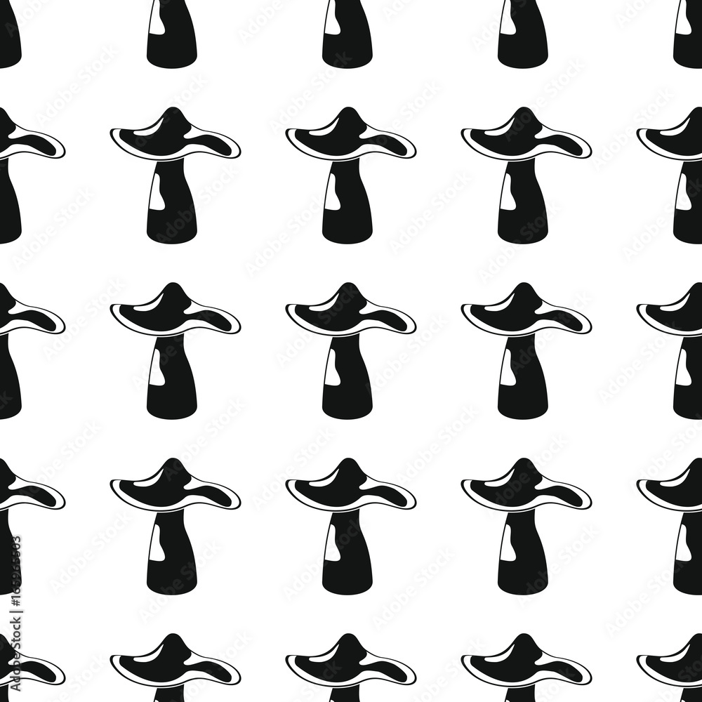 Champignon seamless pattern vector illustration background. Black silhouette mushroom stylish texture. Repeating champignon seamless pattern background for food design and web Champignon seamless pattern vector illustration background. Black silhouette mushroom stylish texture. Repeating champignon seamless pattern background for food design and web