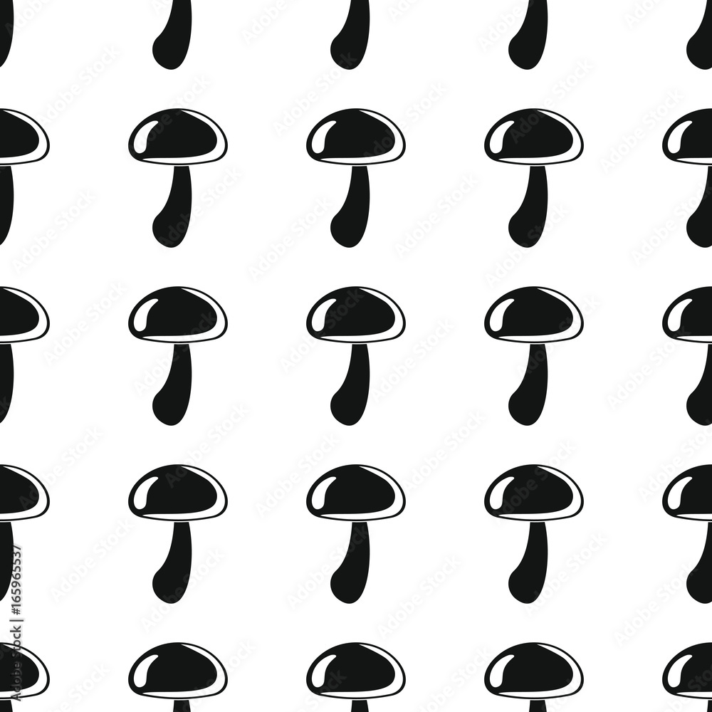 Edible mushroom seamless pattern vector illustration background. Black silhouette mushroom stylish texture. Repeating mushroom seamless pattern background for food design and web Edible mushroom seamless pattern vector illustration background. Black silhouette mushroom stylish texture. Repeating mushroom seamless pattern background for food design and web