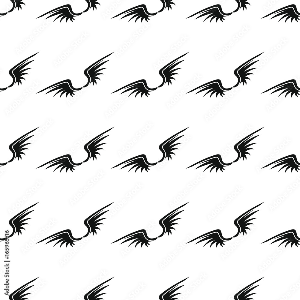 Wings seamless pattern vector illustration background. Black silhouette wings stylish texture. Repeating wings seamless pattern background for your design and web Wings seamless pattern vector illustration background. Black silhouette wings stylish texture. Repeating wings seamless pattern background for your design and web