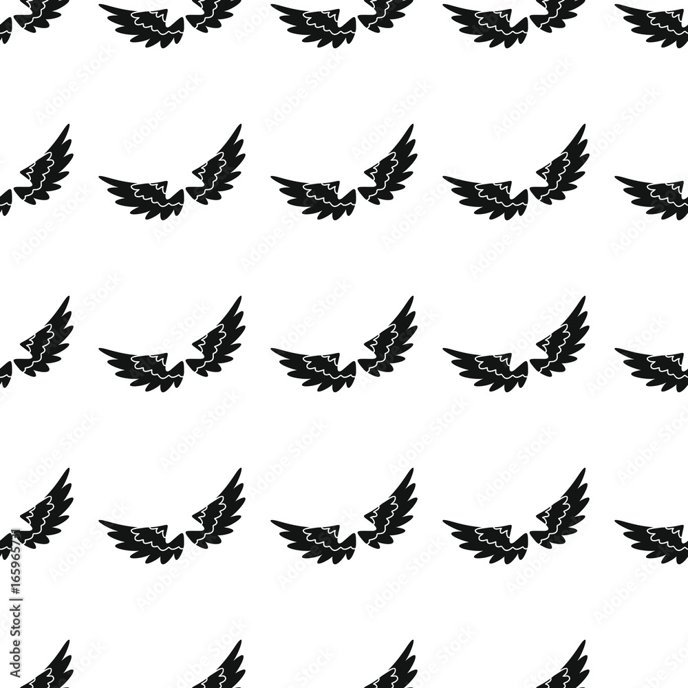 Wings seamless pattern vector illustration background. Black silhouette wings stylish texture. Repeating wings seamless pattern background for your design and web Wings seamless pattern vector illustration background. Black silhouette wings stylish texture. Repeating wings seamless pattern background for your design and web