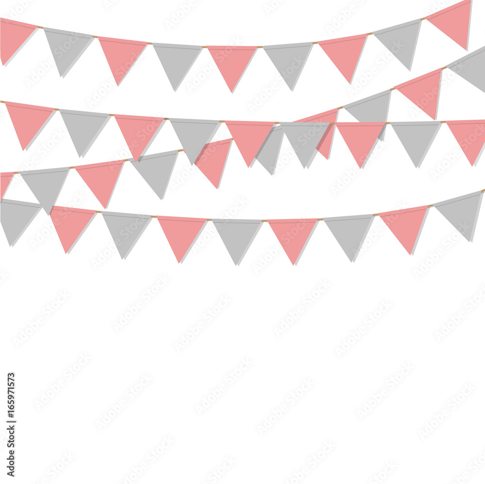 Fototapeta premium bunting flag triangle pink grey color