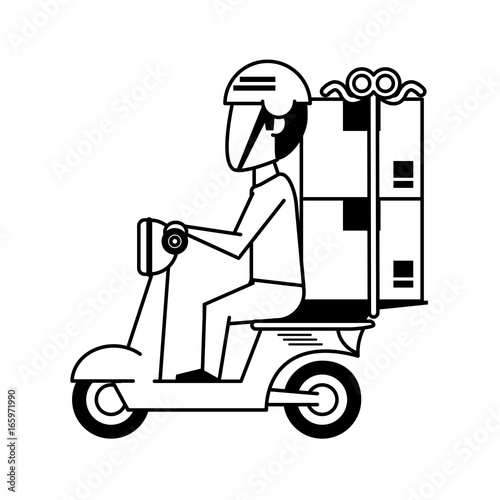 mailman with scooter with package icon image