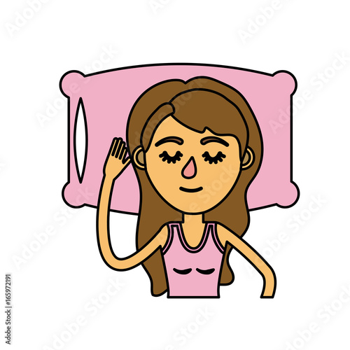woman with hairstyle desing sleeping