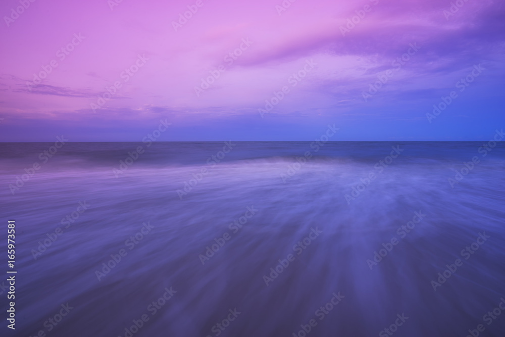 surreal of seascpe in twilight time and soft wave movement