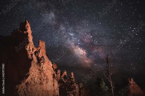 Milky Way and Stars over Bryce Canyon Hoodoos