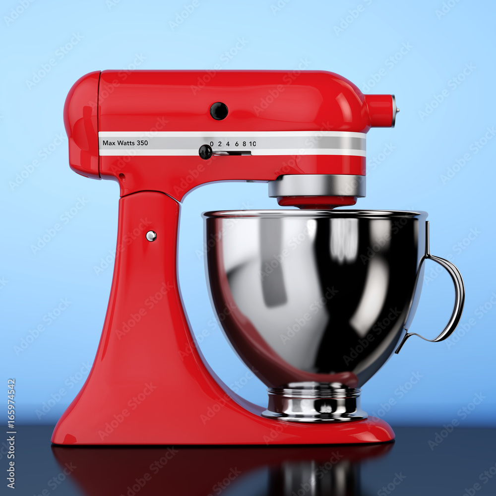 Fototapeta premium Red Kitchen Stand Food Mixer. 3d Rendering