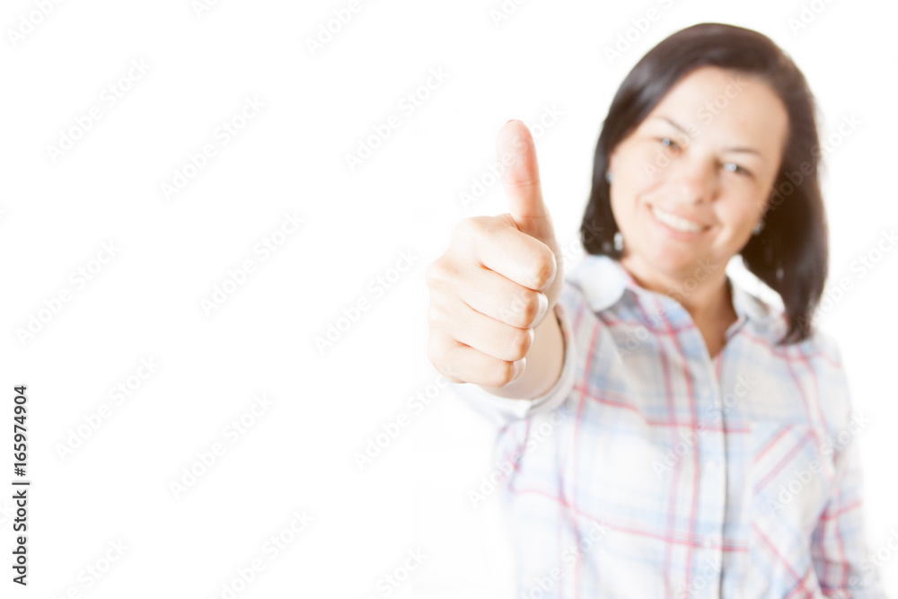 Happy Smiling Beautiful Young Woman Showing Thumb Up Happy Smiling Beautiful Young Woman Showing Thumb Up
