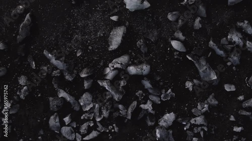 Overhead aerial, icy beach in Iceland