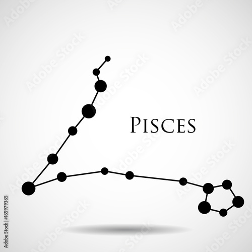 Constellation pisces zodiac sign isolated on white background. Vector illustration. Eps 10