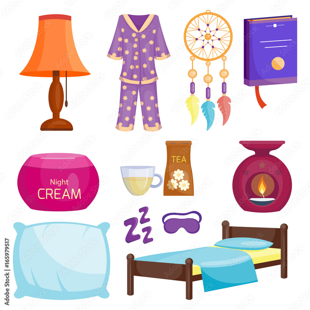 Obraz premium Sleep icons vector illustration set collection nap icon moon relax bedtime night bed time elements.
