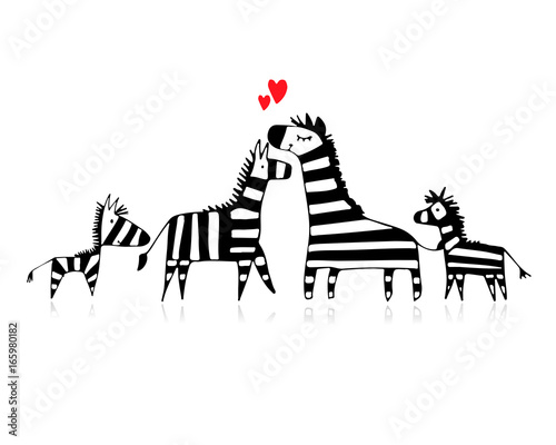 Zebra family, sketch for your design