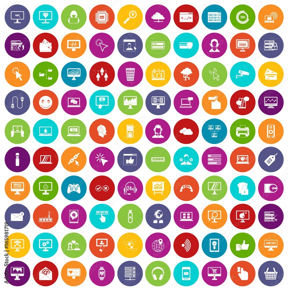 100 internet icons set color 100 internet icons set color