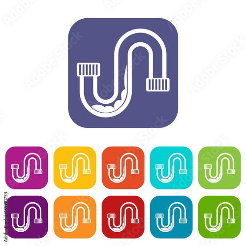 Clog in the pipe icons set