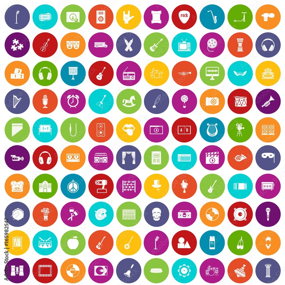 100 musical education icons set color 100 musical education icons set color