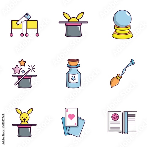 Quadro su tela Magician icons set, flat style