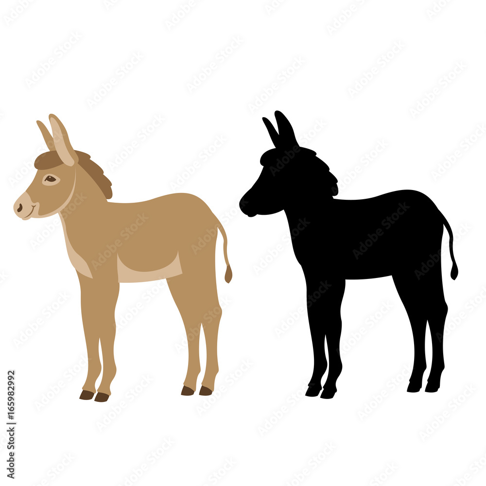 donkey   vector illustration style flat silhouette black
