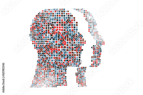 Generative human head shape background. Vector illustration. Concept of artificial intelligence, AI