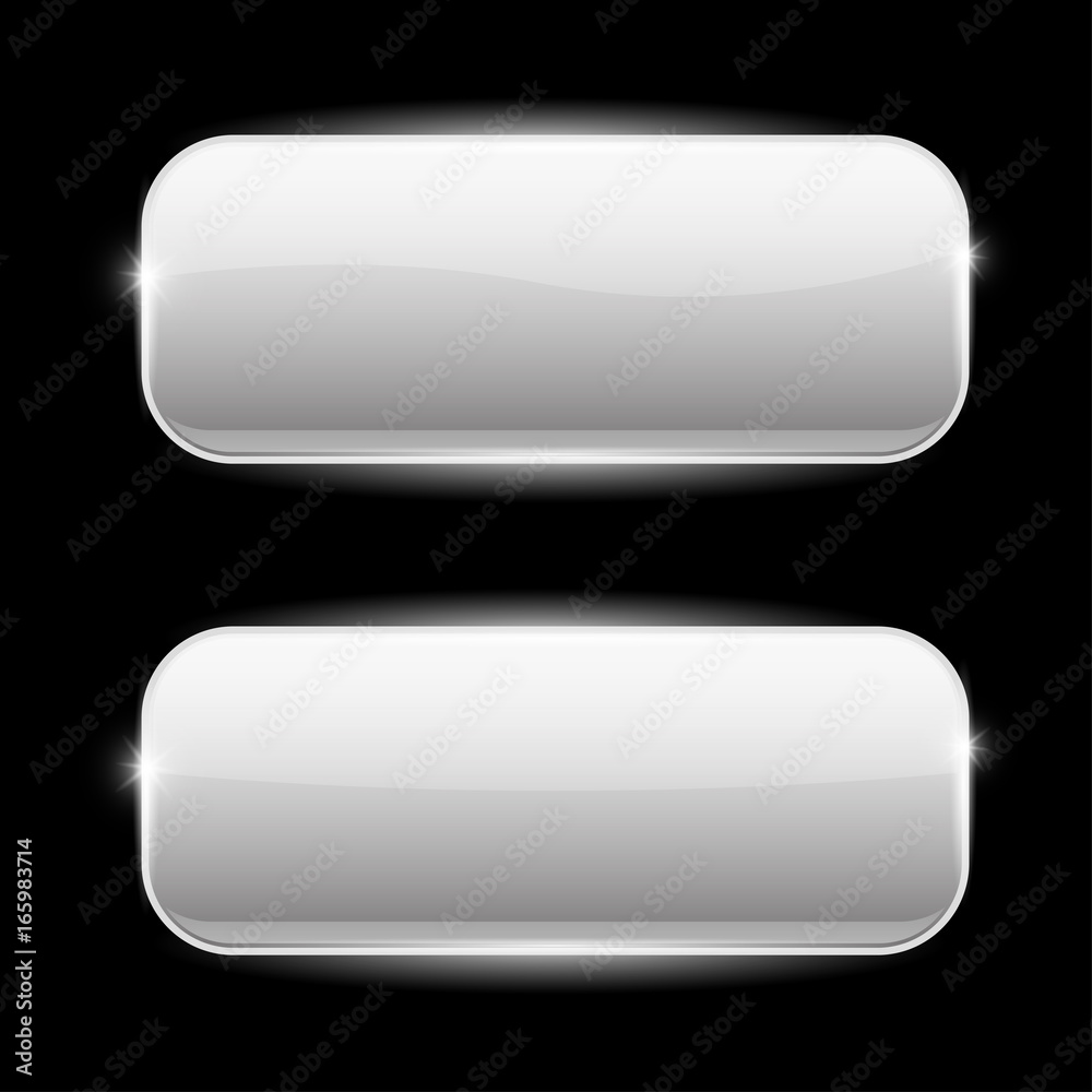 Black glass buttons with reflection on black background Black glass buttons with reflection on black background