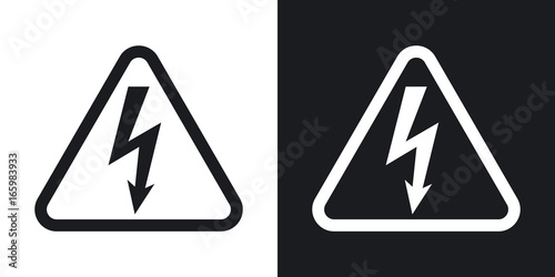 Vector high voltage sign. Two-tone version on black and white background photo