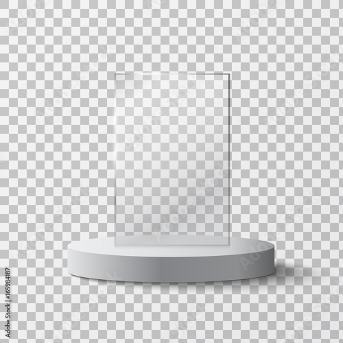 Empty glass award isolated, trophy template on a transparent background. Vector element, eps10