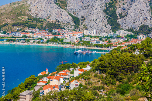 Fototapeta Naklejka Na Ścianę i Meble -  Landscape of the town Omis, Croatia. Dalmatia Coast.