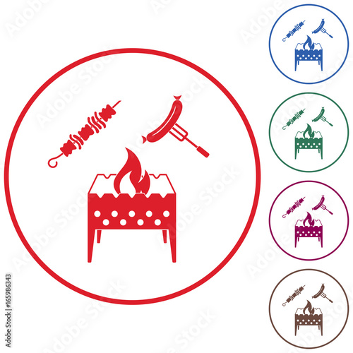 Brazier, kebab and sausage icon