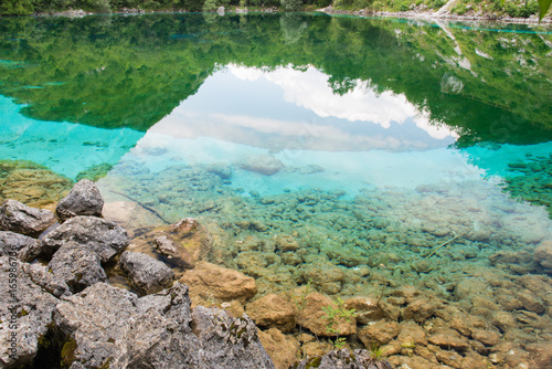 Enchanted Lake. The crystalline waters of Cornino Lake. Friuli