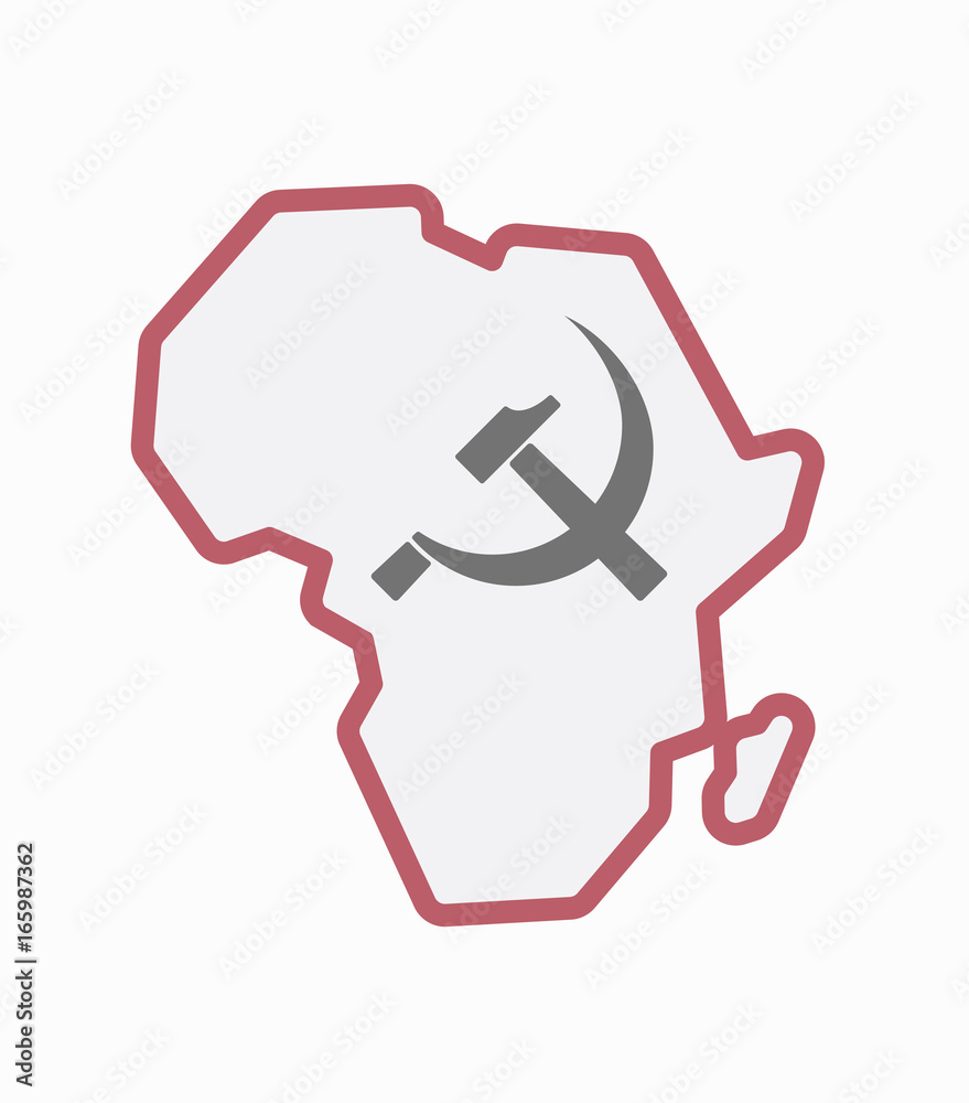 Isolated Africa map with the communist symbol Isolated Africa map with the communist symbol