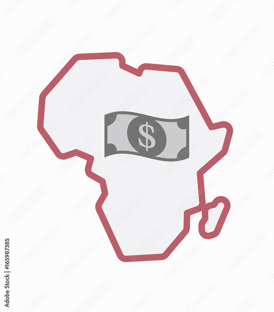 Isolated Africa map with a dollar bank note Isolated Africa map with a dollar bank note