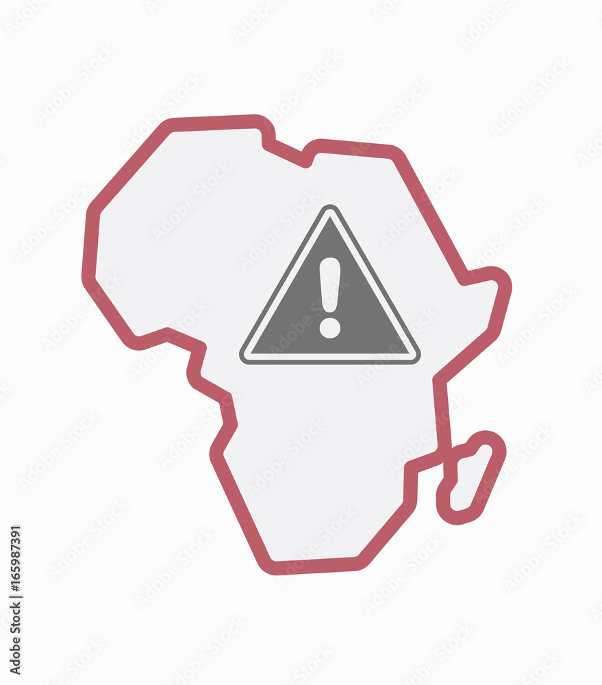 Isolated Africa map with a warning signal Isolated Africa map with a warning signal