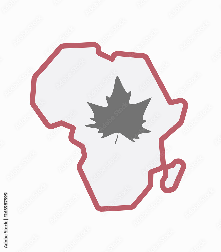 Isolated Africa map with an autumn leaf tree Isolated Africa map with an autumn leaf tree