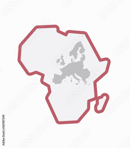 Isolated Africa map with  a map of Europe