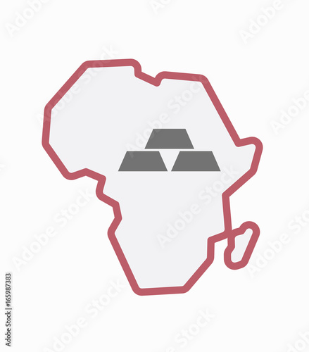 Isolated Africa map with three gold bullions