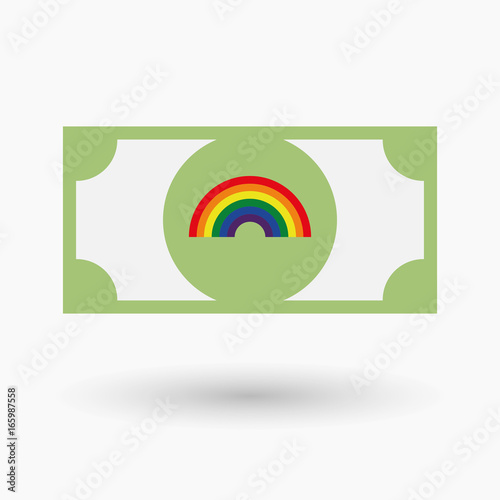 Isolated bank note with a rainbow