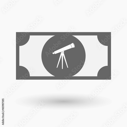 Isolated bank note with a telescope