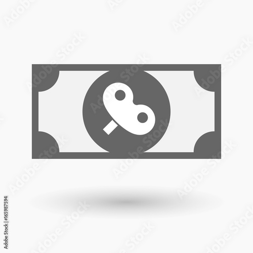 Isolated bank note with a toy crank