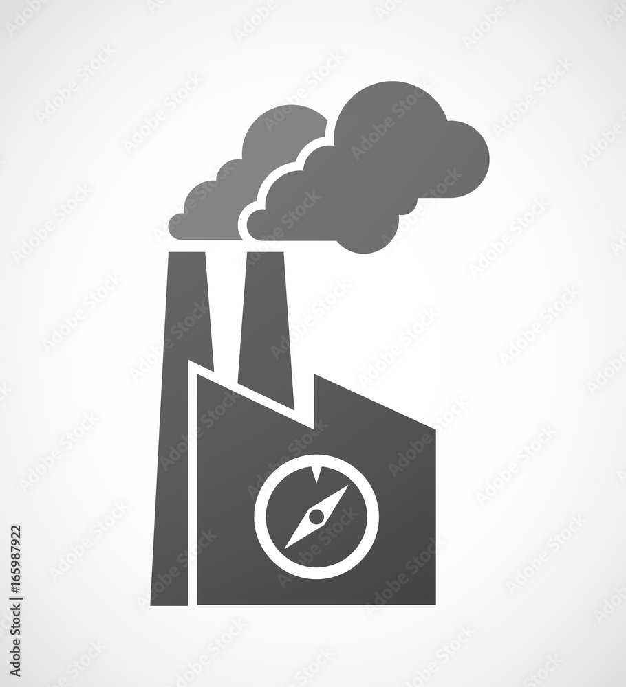 Isolated factory with a compass Isolated factory with a compass